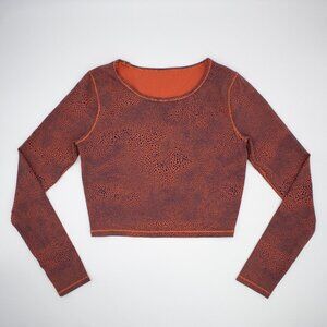 Lululemon Wunder Train Cropped Long Sleeve Crackle Glaze Vintage Orange Size 6
